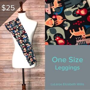LuLaRoe Kids Leggings - Navy and Coral Animal Print